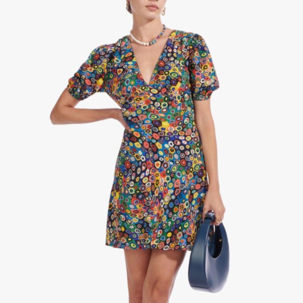 STAUD Never Worn Multi-colored Mini Dress For Summer Fun and Work - Size 4